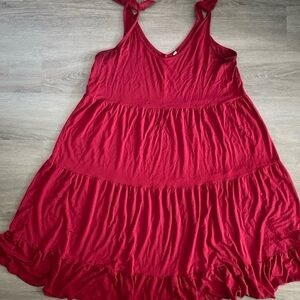 Red Sleeveless Tiered Dress